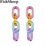 Colorful Chain Necklace Resin Geometric Long Link Choker Collar Women Jewelry