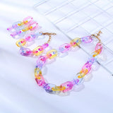 Colorful Chain Necklace Resin Geometric Long Link Choker Collar Women Jewelry