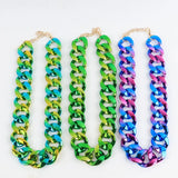 Colorful Acrylic Chunky Chain Necklace for Women Men