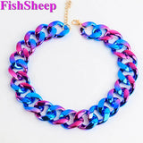 Colorful Acrylic Chunky Chain Necklace for Women Men