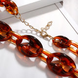 Geometric Acrylic Chain Choker Necklace Leopard Tortoiseshell Resin