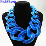 FishSheep Acrylic Chunky Chain Choker Necklace Vintage Resin Collar