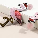 Sweet Christmas Flamingo Acrylic Drop Earring Lovely Birds Long Earrings