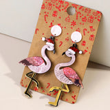 Sweet Christmas Flamingo Acrylic Drop Earring Lovely Birds Long Earrings