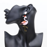 Sweet Christmas Flamingo Acrylic Drop Earring Lovely Birds Long Earrings