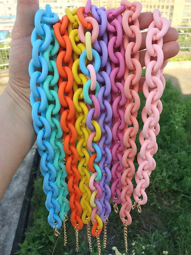 Colorful Acrylic Big Chain Choker Necklace for Women Hip Hop