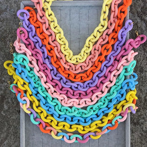 Colorful Acrylic Big Chain Choker Necklace for Women Hip Hop