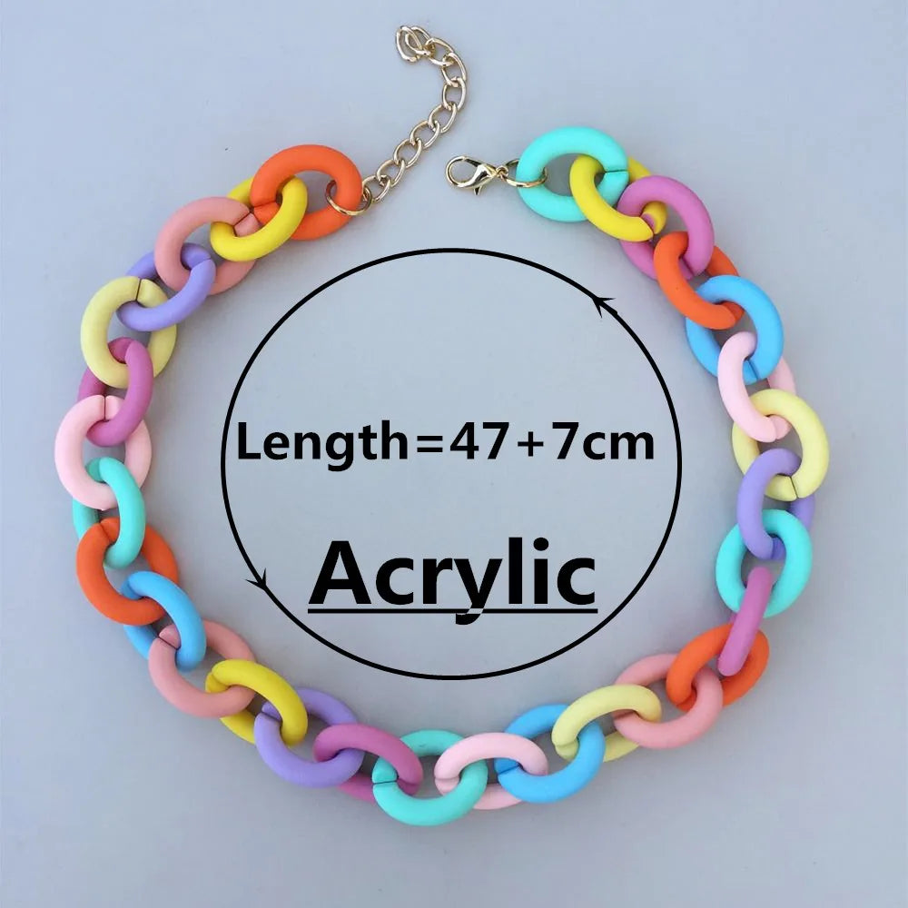 Colorful Acrylic Big Chain Choker Necklace for Women Hip Hop