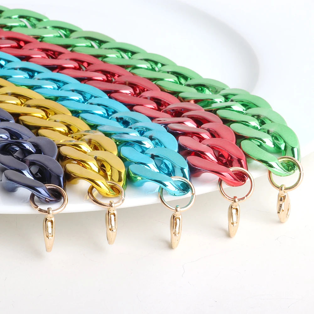 FishSheep Metallic Acrylic Chain Choker Necklace Vintage Wide Chunky Collar