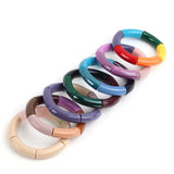 Vintage Acrylic Bamboo Beads Bracelet For Women Resin Boho Charm