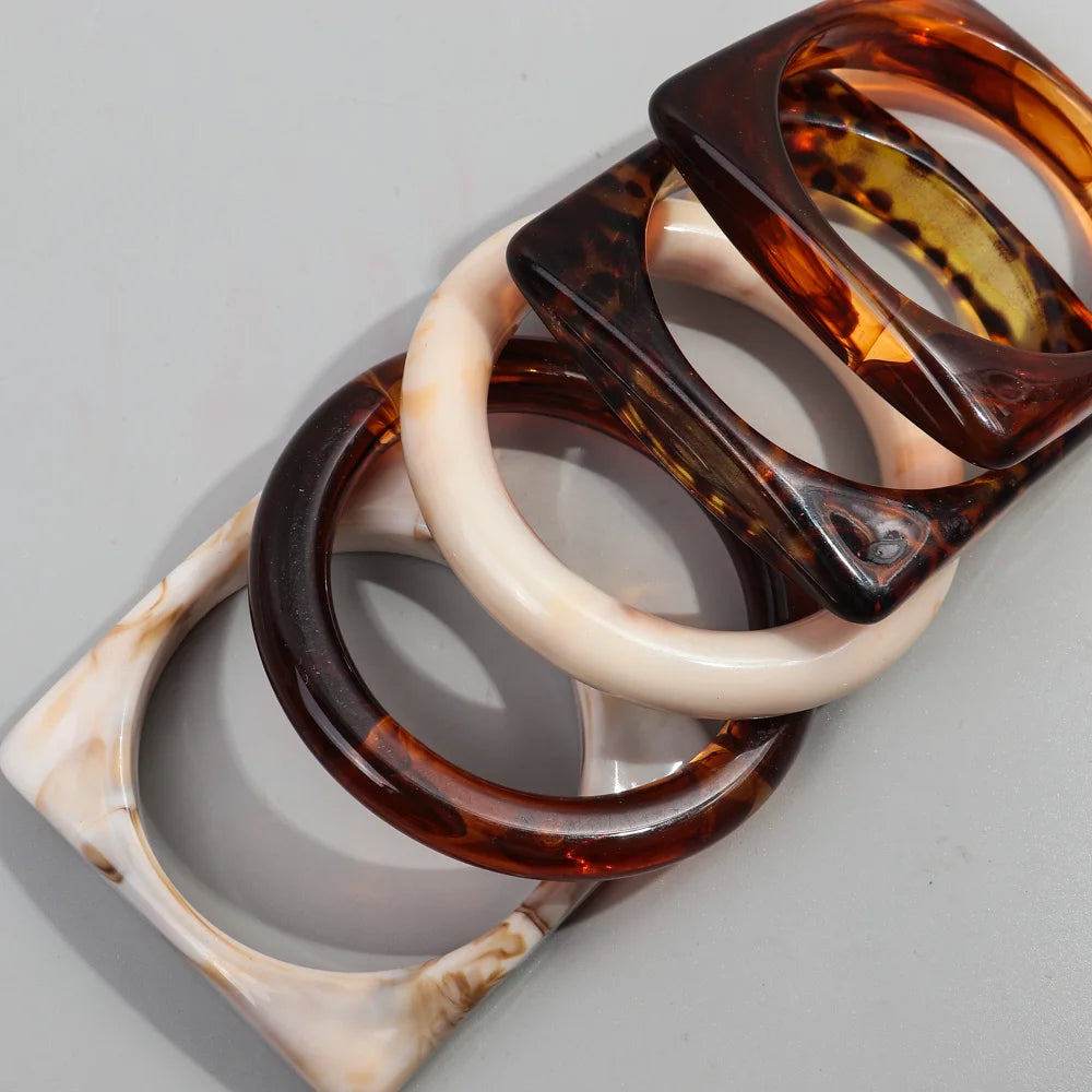 FishSheep Vintage Acrylic Leopard Print Bangles for Women