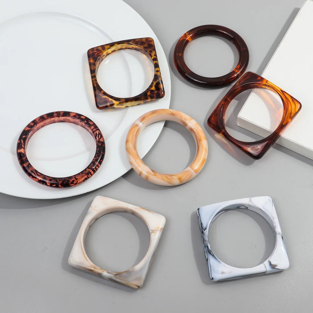 FishSheep Vintage Acrylic Leopard Print Bangles for Women