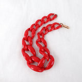 FishSheep Vintage Red Choker Necklace Acrylic Punk Resin Chain Collar Pendant