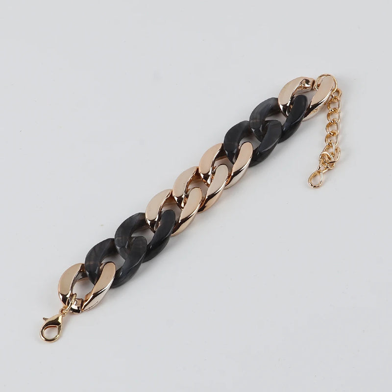FishSheep Vintage Acrylic Chain Bracelet Women Thick Chain Wristband