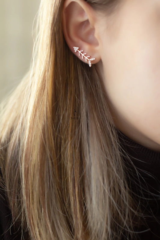 Fishbone Fish Skeleton 925 Sterling Silver Stud Earrings Funny Gift