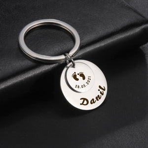 Personalized Fishhook Baby Keychain Dad Mom Kid Key Chain Ring Gift