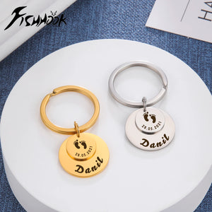 Personalized Fishhook Baby Keychain Dad Mom Kid Key Chain Ring Gift