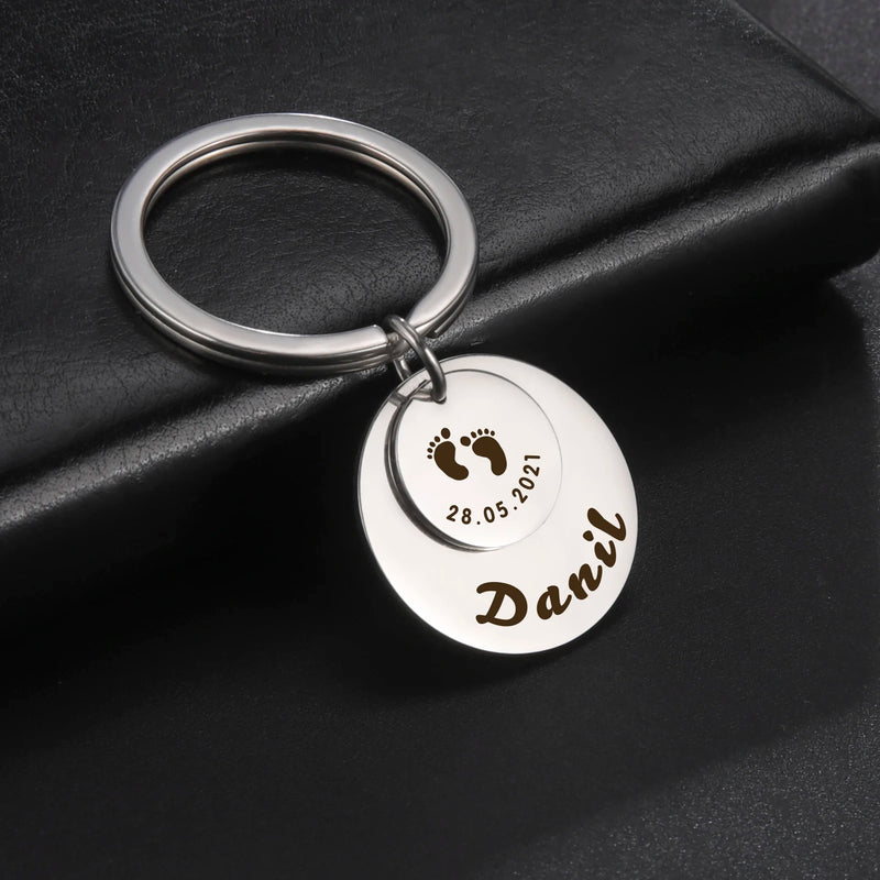 Personalized Fishhook Baby Keychain Dad Mom Kid Key Chain Ring Gift