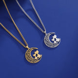 Fishhook Cat Moon Necklace Filigree Love Mother Baby Sister Chain Gift