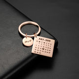 Fishhook DIY Keychain Date Personalized Calendar Carved Key Chain Ring Gift