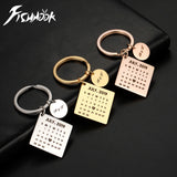 Fishhook DIY Keychain Date Personalized Calendar Carved Key Chain Ring Gift