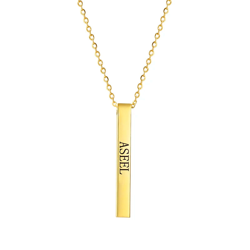 Fishhook Engrave Bar Necklace Coordinate Name Chain Personalized Family Gift