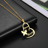 Personalized Fishhook Heart Butterfly Necklace Name Chain