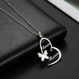 Personalized Fishhook Heart Butterfly Necklace Name Chain