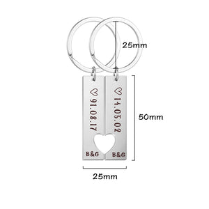 Fishhook Heart Couple Personalized Keychain Date Name Initial Key Chain