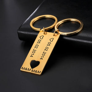 Fishhook Heart Couple Personalized Keychain Date Name Initial Key Chain