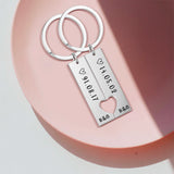 Fishhook Heart Couple Personalized Keychain Date Name Initial Key Chain