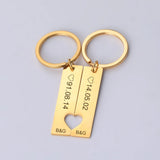 Fishhook Heart Couple Personalized Keychain Date Name Initial Key Chain