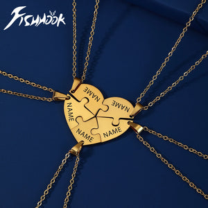 Custom Fishhook Heart Necklace Puzzle Family Kid Gift