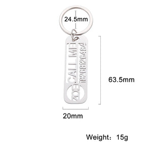 Fishhook Personalized Car Keychain Name Phone Number Key Chain Ring Gift