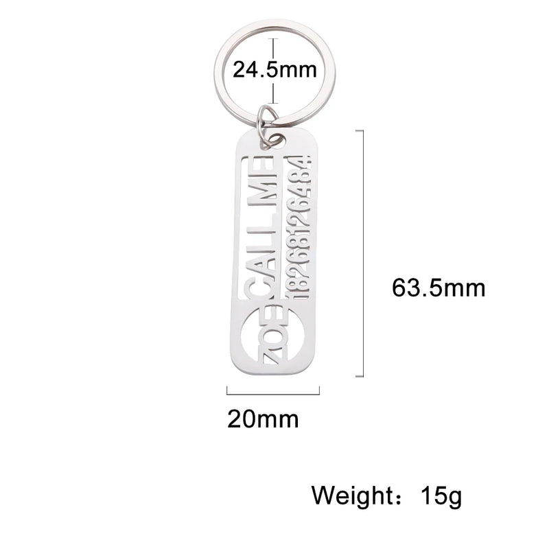 Fishhook Personalized Car Keychain Name Phone Number Key Chain Ring Gift