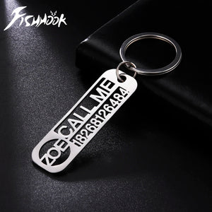 Fishhook Personalized Car Keychain Name Phone Number Key Chain Ring Gift