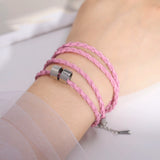Custom Fishhook Leather Bracelet Family Names Stainless Steel Jewelry
