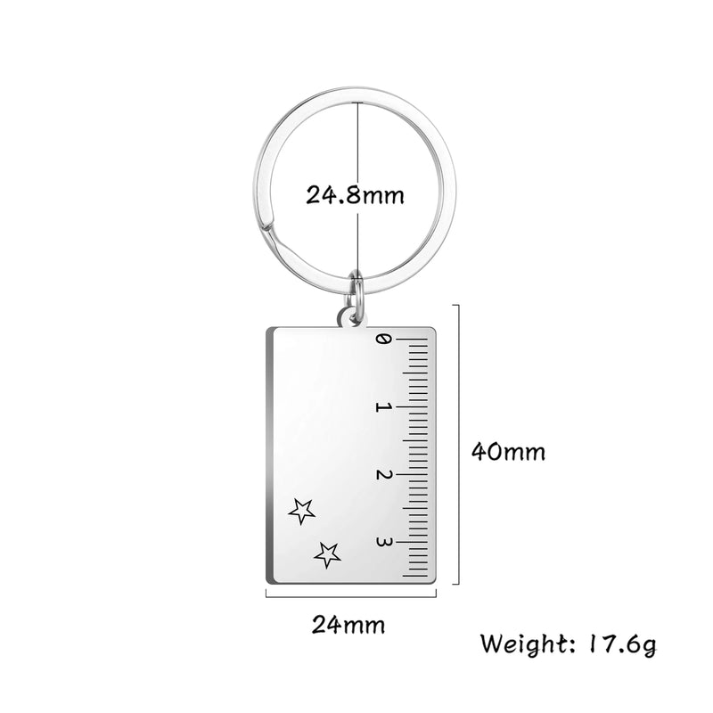 Personalized Fishhook Ruler Keychain Kid Child Length Stationery Student Gift