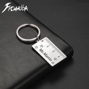 Personalized Fishhook Ruler Keychain Kid Child Length Stationery Student Gift
