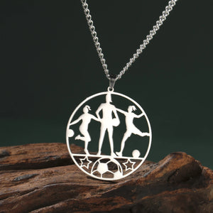 Soccer Necklace Fishhook Pendant Stainless Steel Jewelry