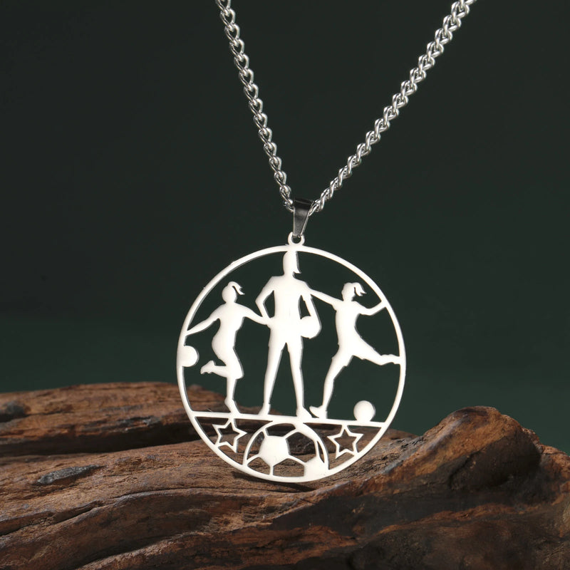 Soccer Necklace Fishhook Pendant Stainless Steel Jewelry