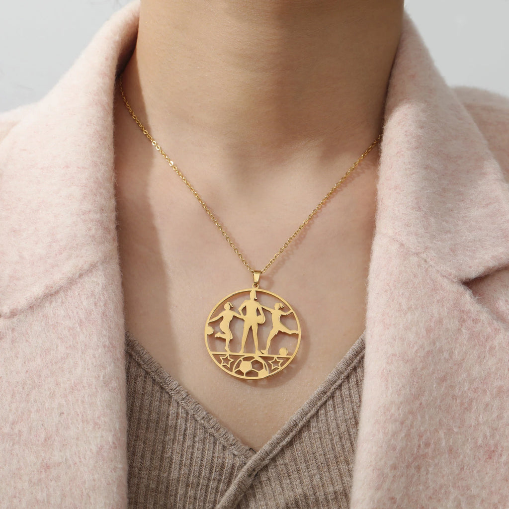 Soccer Necklace Fishhook Pendant Stainless Steel Jewelry