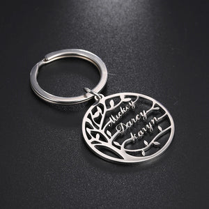Family Tree of Life Keychain Personalized with 6 Names