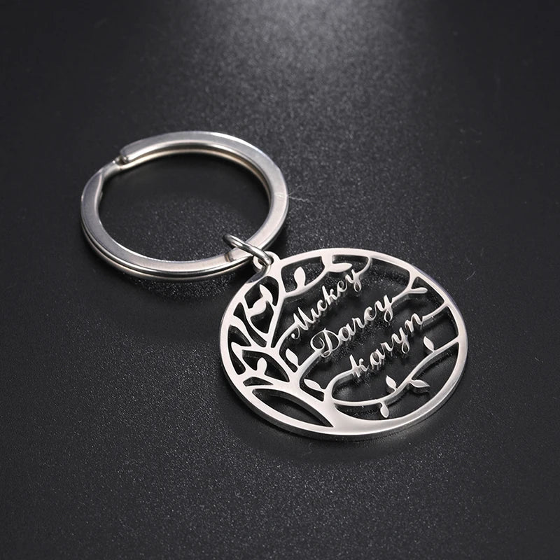 Family Tree of Life Keychain Personalized with 6 Names