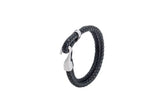 Fishhook Men's Stainless Steel Leather Woven Bracelet