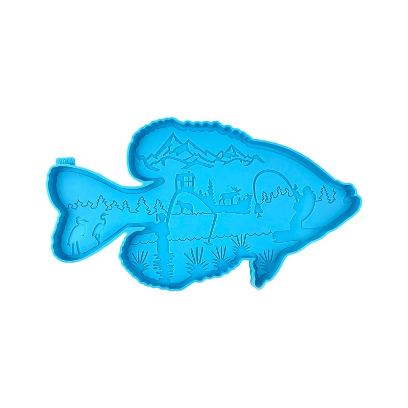 Fishing Desktop Ornaments Wall Pendant Silicone Mould for Epoxy Resin Casting