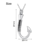 Stainless Steel Fish Hook Cremation Urn Necklace Pendant