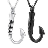 Stainless Steel Fish Hook Cremation Urn Necklace Pendant