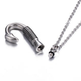 Stainless Steel Fish Hook Cremation Urn Necklace Pendant