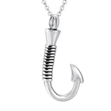 Stainless Steel Fish Hook Cremation Urn Necklace Pendant